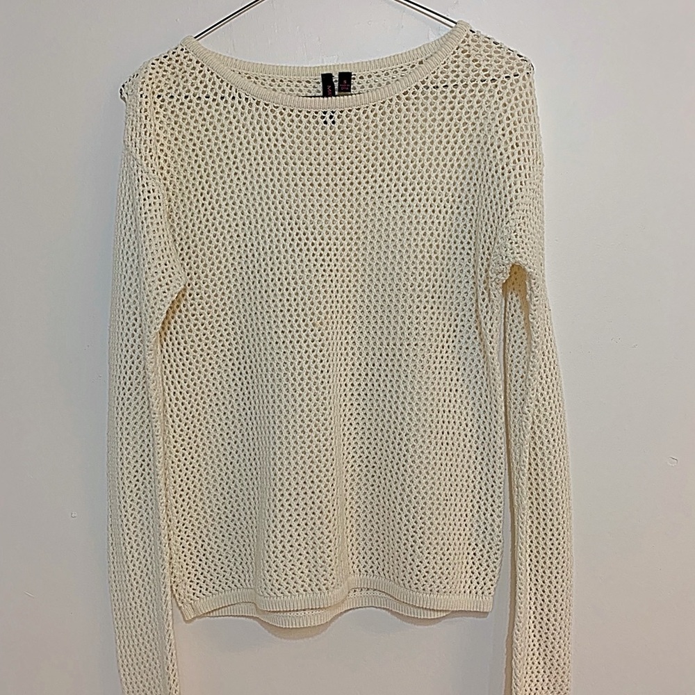 ‘Material Girl’ white knitted sweater